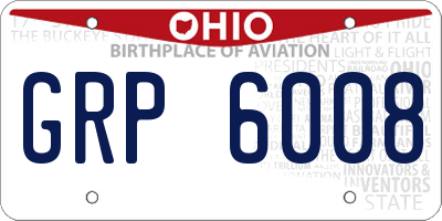 OH license plate GRP6008