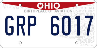 OH license plate GRP6017
