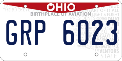 OH license plate GRP6023