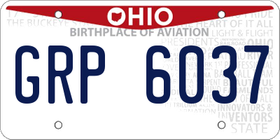 OH license plate GRP6037