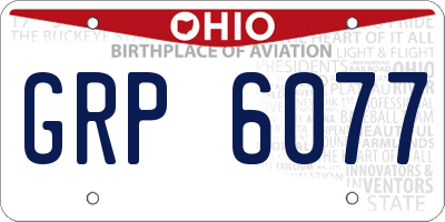 OH license plate GRP6077