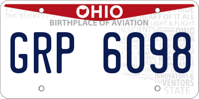 OH license plate GRP6098