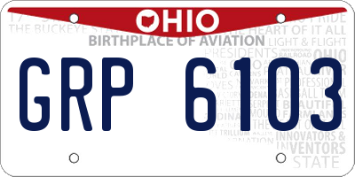 OH license plate GRP6103