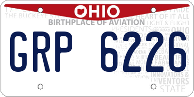 OH license plate GRP6226