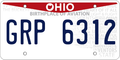 OH license plate GRP6312