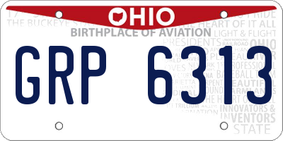 OH license plate GRP6313