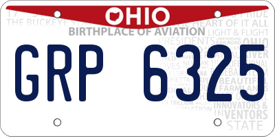 OH license plate GRP6325
