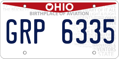 OH license plate GRP6335