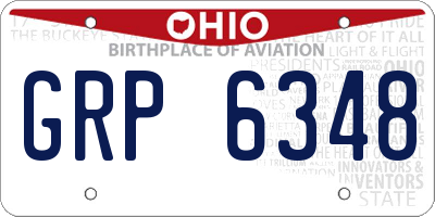 OH license plate GRP6348