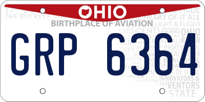OH license plate GRP6364
