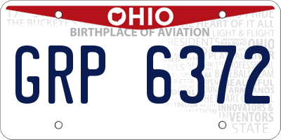 OH license plate GRP6372