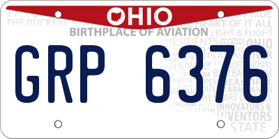 OH license plate GRP6376