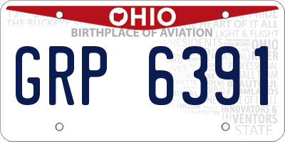 OH license plate GRP6391