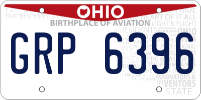 OH license plate GRP6396