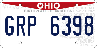 OH license plate GRP6398