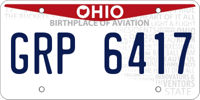 OH license plate GRP6417