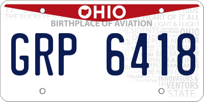 OH license plate GRP6418