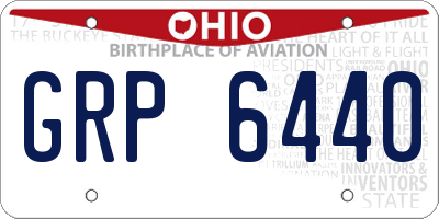OH license plate GRP6440