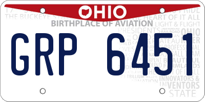OH license plate GRP6451