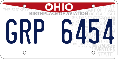 OH license plate GRP6454