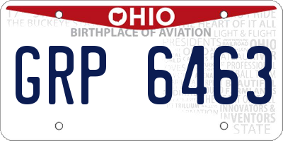 OH license plate GRP6463
