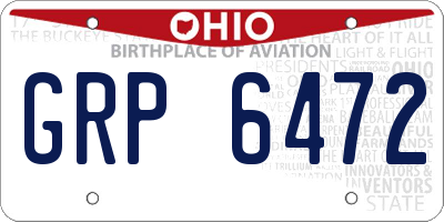 OH license plate GRP6472