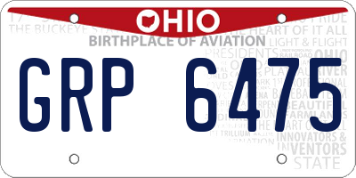 OH license plate GRP6475