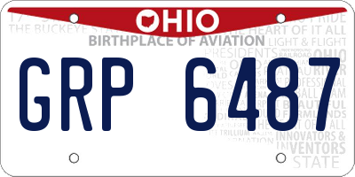 OH license plate GRP6487