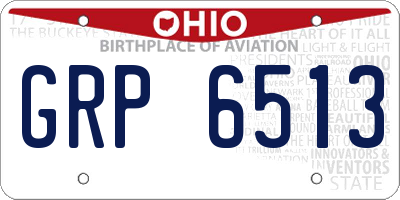 OH license plate GRP6513