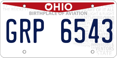 OH license plate GRP6543