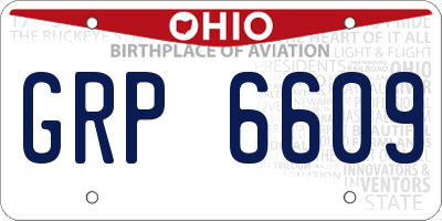 OH license plate GRP6609
