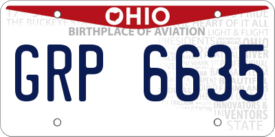 OH license plate GRP6635