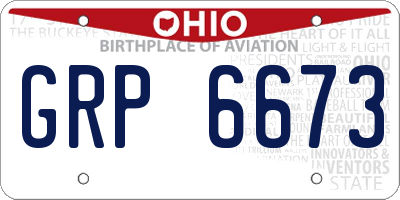 OH license plate GRP6673