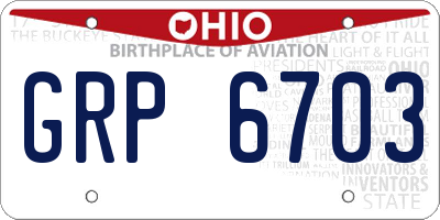 OH license plate GRP6703