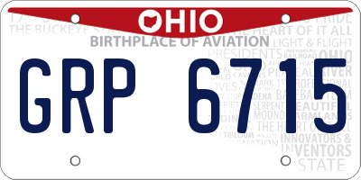 OH license plate GRP6715