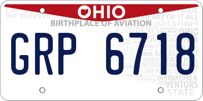 OH license plate GRP6718