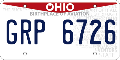 OH license plate GRP6726