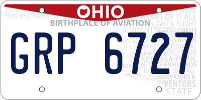 OH license plate GRP6727