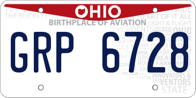 OH license plate GRP6728