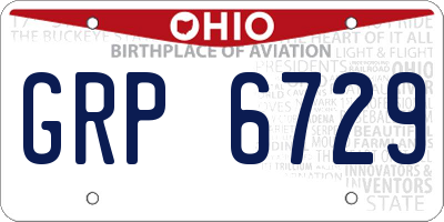 OH license plate GRP6729