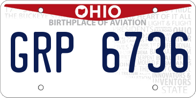 OH license plate GRP6736