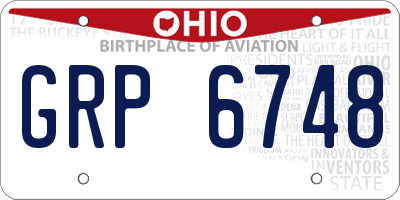 OH license plate GRP6748