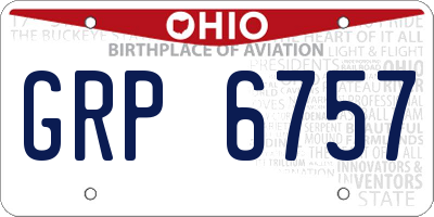 OH license plate GRP6757