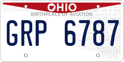 OH license plate GRP6787