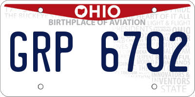 OH license plate GRP6792