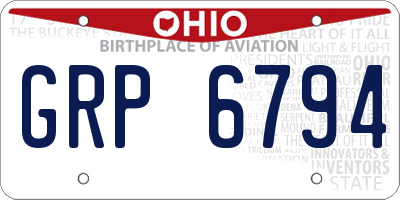 OH license plate GRP6794