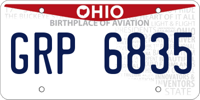 OH license plate GRP6835