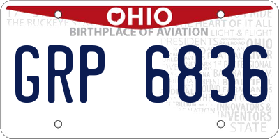 OH license plate GRP6836