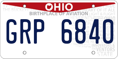 OH license plate GRP6840