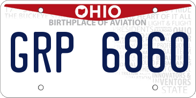 OH license plate GRP6860
